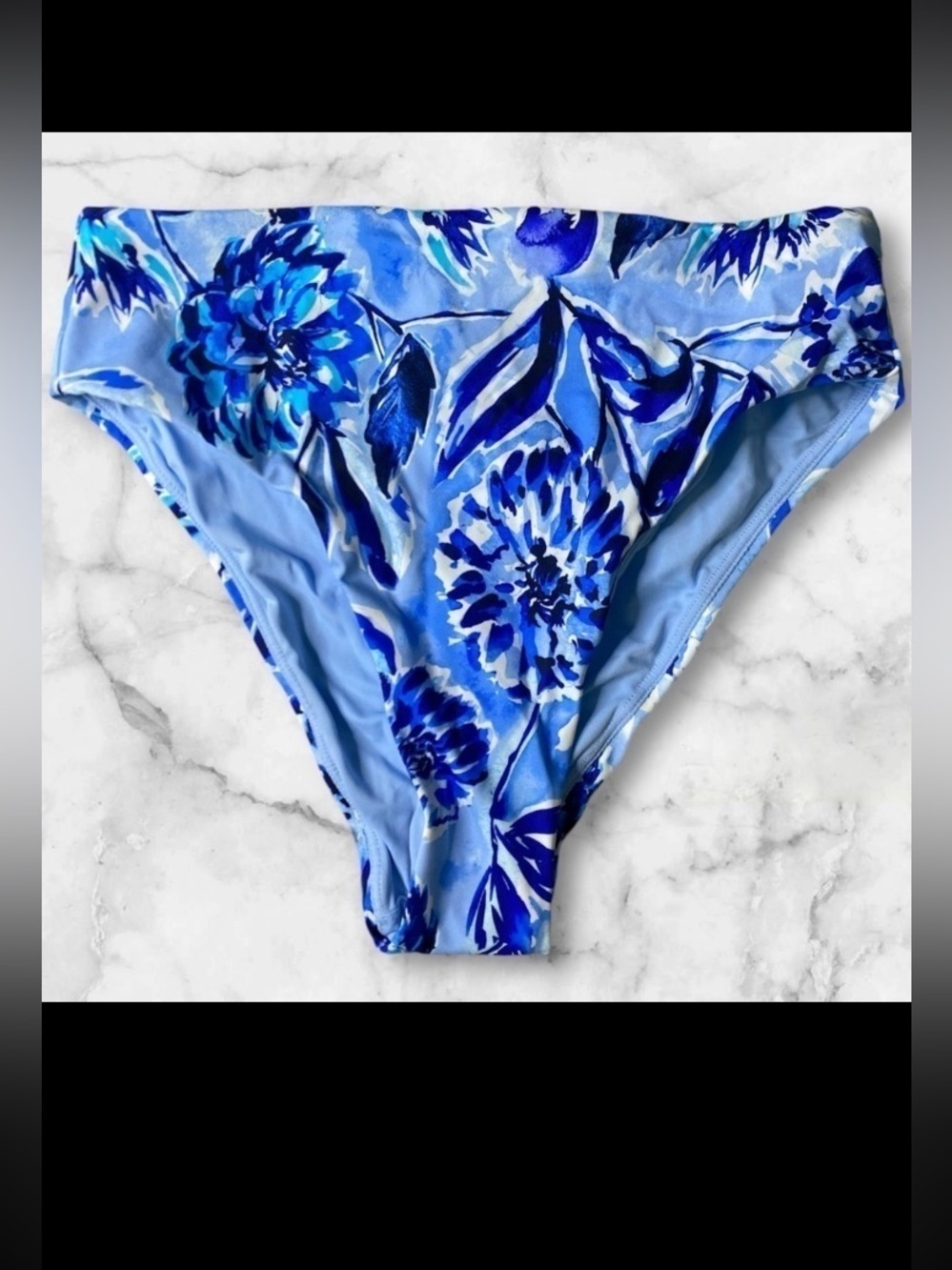 NWT Andie Swim The 90s High Waisted Bottom Blue Floral Women’s Size XS